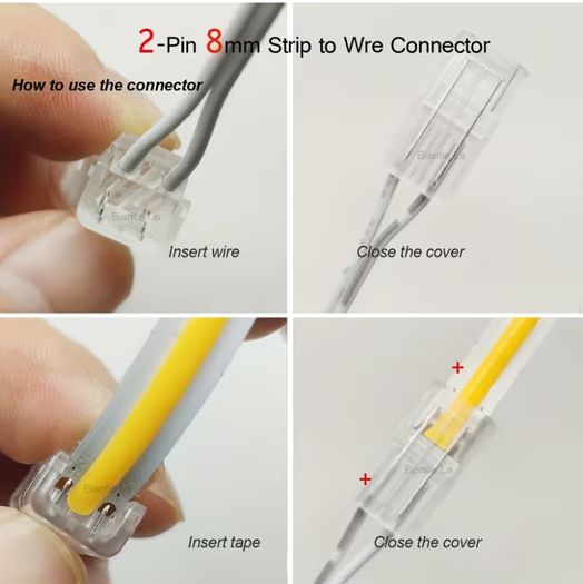 10pcs of LED Strip Connectors, Transparent Solderless LED Adapter Connectors Suitable for Strip Lights, Featuring Seamless Track Lighting Connectors (2 Pins, 8 Mm)
