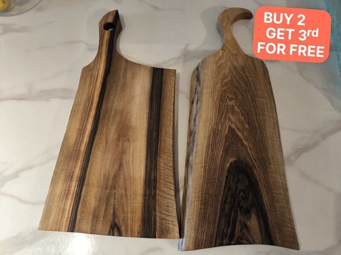 2x XL European Walnut Board 65cm - Solid One Piec