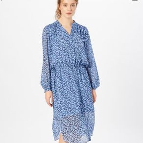 BNWT Second Female Blue Abstract Zig-Zag Print Midi Dress