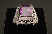 Art Deco Style Amethyst Stone Silver Ring