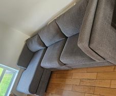 Grey Corner Sofa with Storage Footstool