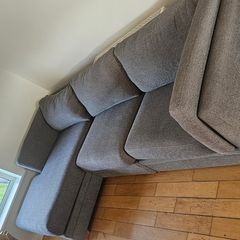 Grey Corner Sofa with Storage Footstool