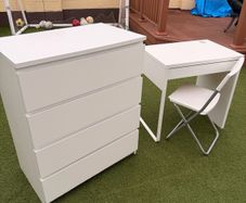 Study table, chair and chest of drawers