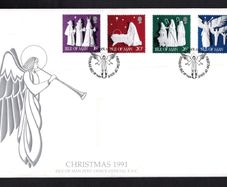 1991 Isle of Man Christmas Commemorative Stamps Addressed First Day Cover (FDC)