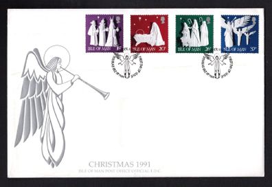 1991 Isle of Man Christmas Commemorative Stamps Addressed First Day Cover (FDC)