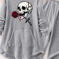 New grey fleece skull set