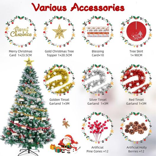Artificial Christmas Tree, 6FT Holiday Xmas Tree 1400 Branch Tips,
