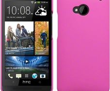 Htc One Hybrid Rubberised Back Case Solid Black / Solid Pink / Solid Red +  Free Screen Protector