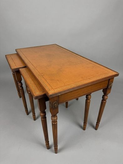 Vintage Shaw of London Leather Top Nesting Tables