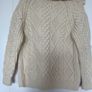 Hanknitted Pure Aran Wool Cardigan size M Image 3