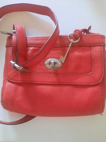 Red Leather Fossil Bag Postage Included