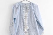 Pre Owned River Island Light Blue Boho Lace Trim Blouse