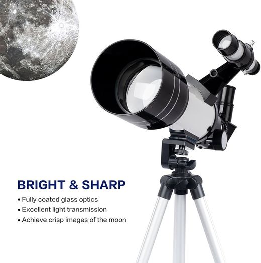Telescope for Kids & Adults, 70mm Portable Beginner Telescopes with 3 Eyepieces, Height Adjustable Tripod & Phone Adapter