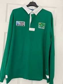 Men's Rugby World Cup 2011 Jersey Green Heavy Cotton - Size L - Long Sleeve