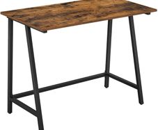 desk, computer table, home office, office, study, living room, stable, space-saving, simple structure, industrial design, 100 x 50 x 75 cm, vintage brown-black