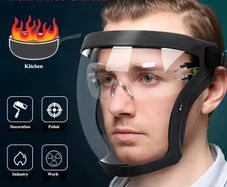 Full-Face Transparent Protection Mask with Adjustable Buckle - Reusable and Heat-Resistant Facial Shield for Safety in Work, Out
