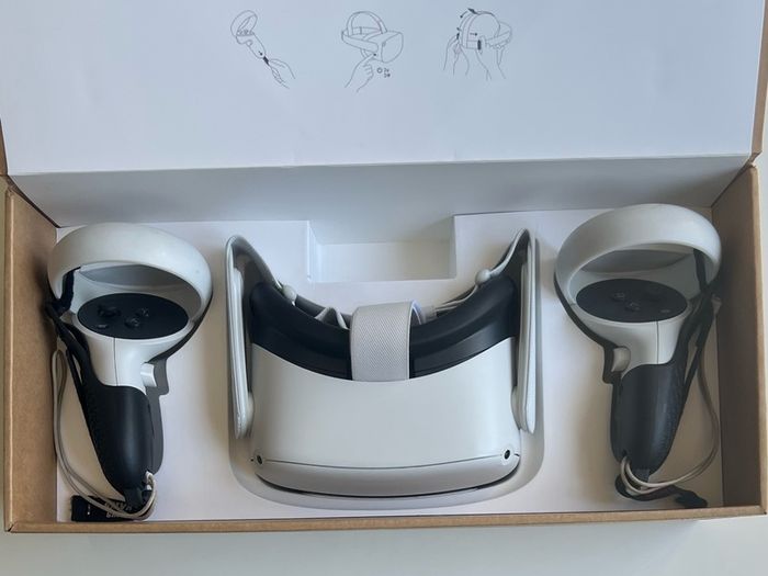 Meta Quest 2 VR Headset + Box + AMVR Controller grips