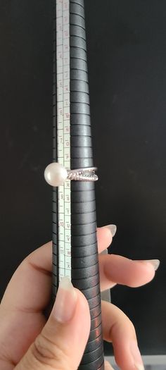 [Size 58] Perlaviva Genuine Freshwater Pearls in Rhodium-Plated 925 Silver Ring
