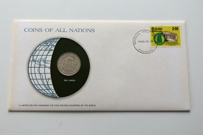 Sri Lanka 1978 Rupee Coin Stamp cover BUNC