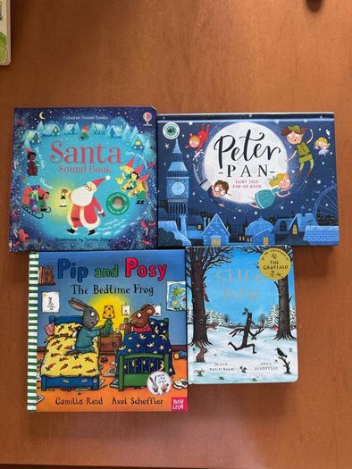 Childrens Book Bundle x5 - Peter Pan Pop-Up, Stick Man, Pip & Posy, Santa Sound Book