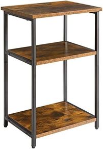 Industrial Side Table,End Table,Nightstand,3-Tier Storage Shelves,Steel Frame,for Hallway,Sofa,Living Room, Bedroom,Rustic Brown, 39 x 29 x 58.5 cm