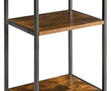 Industrial Side Table,End Table,Nightstand,3-Tier Storage Shelves,Steel Frame,for Hallway,Sofa,Living Room, Bedroom,Rustic Brown, 39 x 29 x 58.5 cm