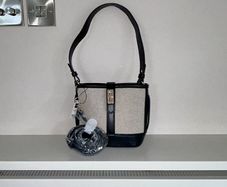 Brand-new Black & Beige Canvas Bucket Handbag from Dunnes Stores