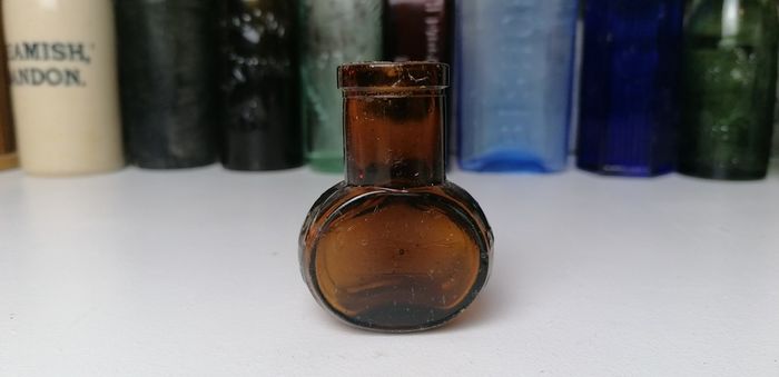 78 - Vintage 2oz Bovril Dark Brown Glass Embossed Letters Jar