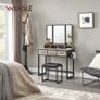 _Dressing table, dressing table with 3-part folding mirror, hairdryer holder, cosmetic table with upholstered stool, 3 drawers, industrial design, greige black Image 2