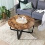 _Round Coffee Table, Coffee Table, Industrial Style, Steel Frame, Easy Assembly, for Living Room, Bedroom, Rustic Brown and Black Image 2