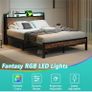 King Size Bed Frame with Charging Station and LED Lights Image 5