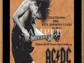 AC/DC concert poster + ticket RDS Dublin 1982 A3 size replica