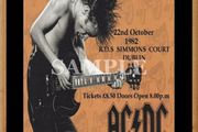 AC/DC concert poster + ticket RDS Dublin 1982 A3 size replica