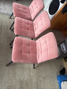 3 Pink Suede Chairs