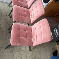 3 Pink Suede Chairs