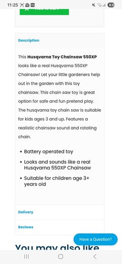 Husqvarna toy chainsaw