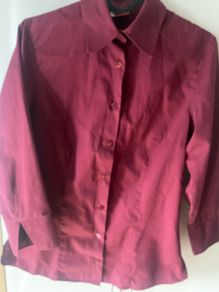 burgundy red blouse