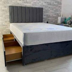 Brand New Stylist double Divan Beds. New Tufted Mattresses Instock. Optional Drawers Available