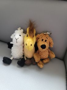 3 Small Soft Toys Keyrings Plush Teddy Bears