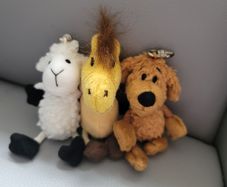 3 Small Soft Toys Keyrings Plush Teddy Bears