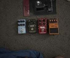 Four Guitar Pedals bought recently and rarely played therefore in next to brand new condition