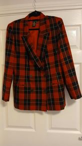 ladies  Black & Red  check 100% Pure Wool Jacket