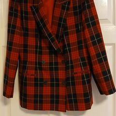 ladies  Black & Red  check 100% Pure Wool Jacket