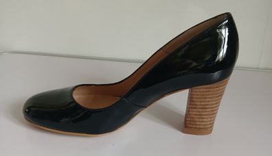 Xaira Black Patent Leather Block Heels Size UK1 EU34 New With Box Shoes CAN POST