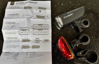 Bicycle light set , high power LED front & rear with batteries