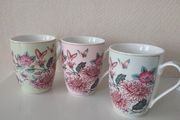 Three Aynsley Porcelain Butterfly Mugs