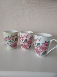 Three Aynsley Porcelain Butterfly Mugs