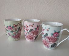 Three Aynsley Porcelain Butterfly Mugs