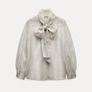 Zara ZW Collection 100% Silk shirt with bow Image 4