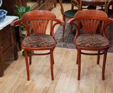 Pair of Vintage Bentwood Fan-Back Armchairs
